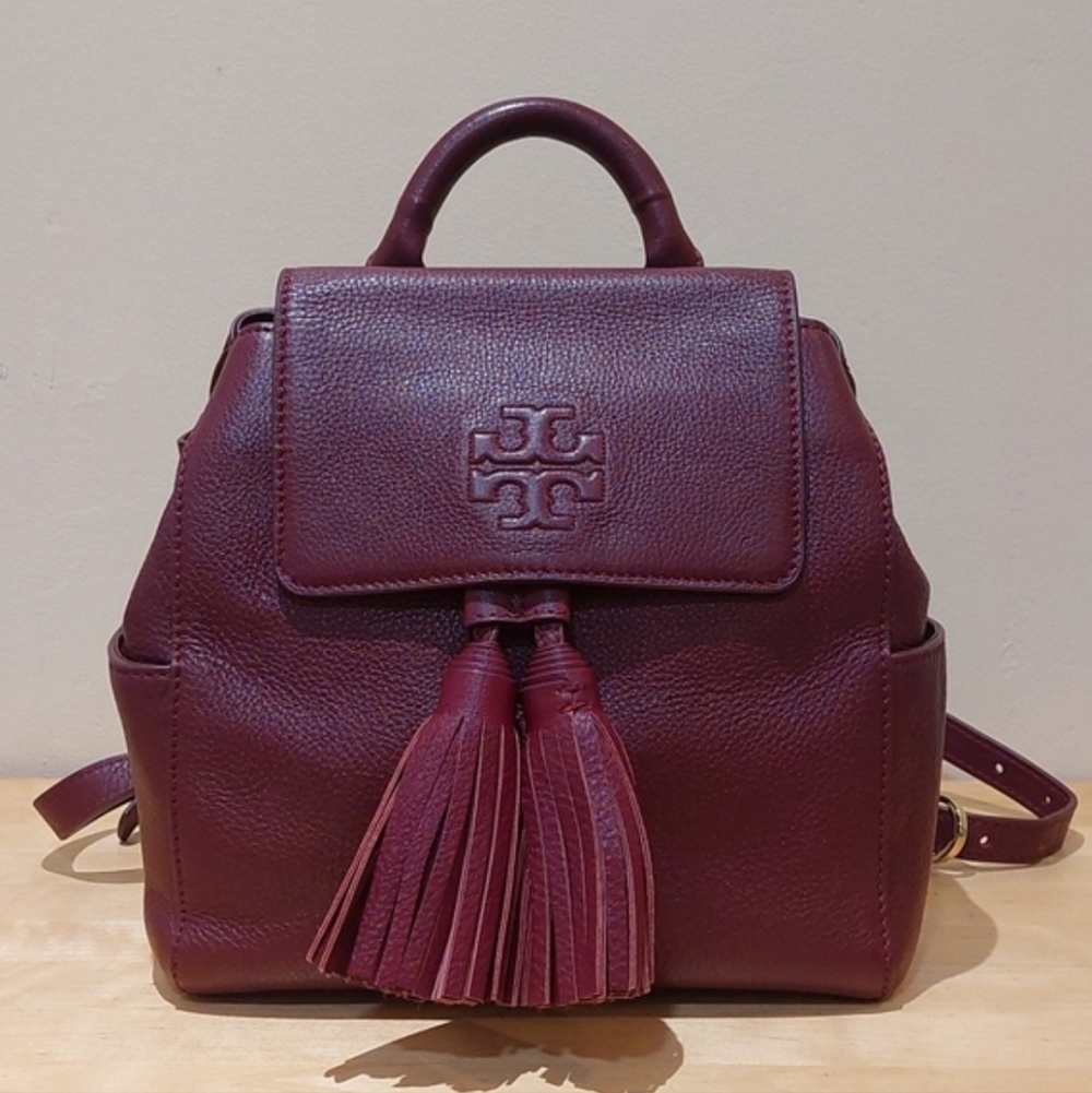 Tory Burch Mini Wine Red Leather Backpack